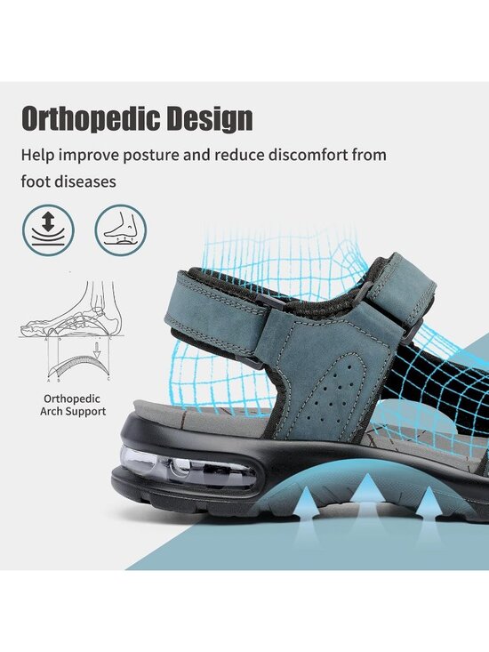 Men\'s Grey Arch Support Outdoor Non Slip Athletic Durable Hiking Sandal Shoes main image 6